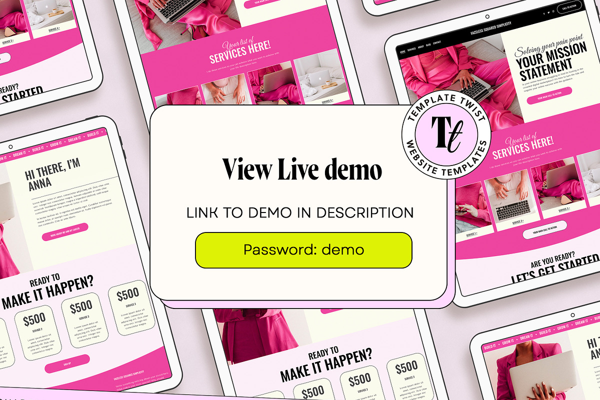 Pink Faceless Website Template, a Squarespace Template by Template Twist Shop (Photo 3 of 10)
