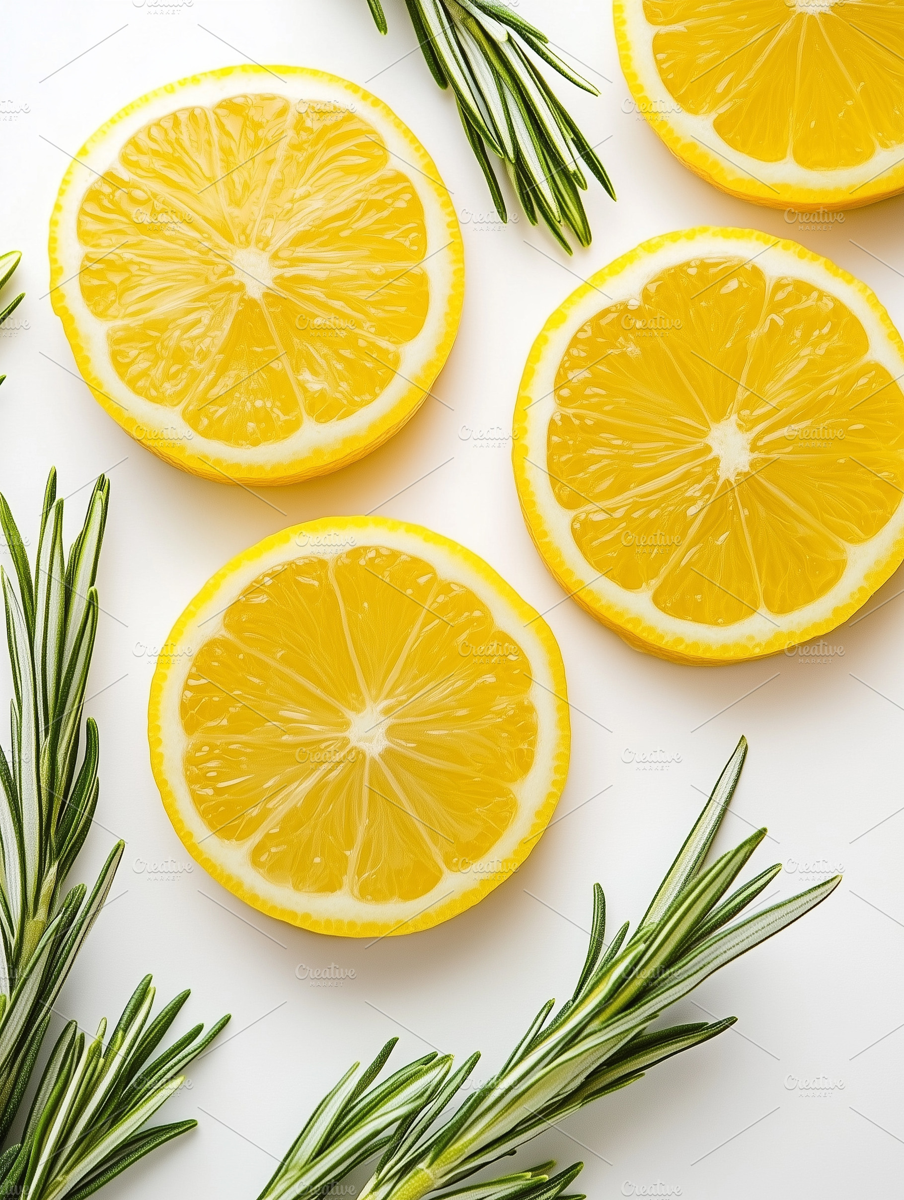 Lemon slices and rosemary isolated, a Food & Drink Photo by MistyDay