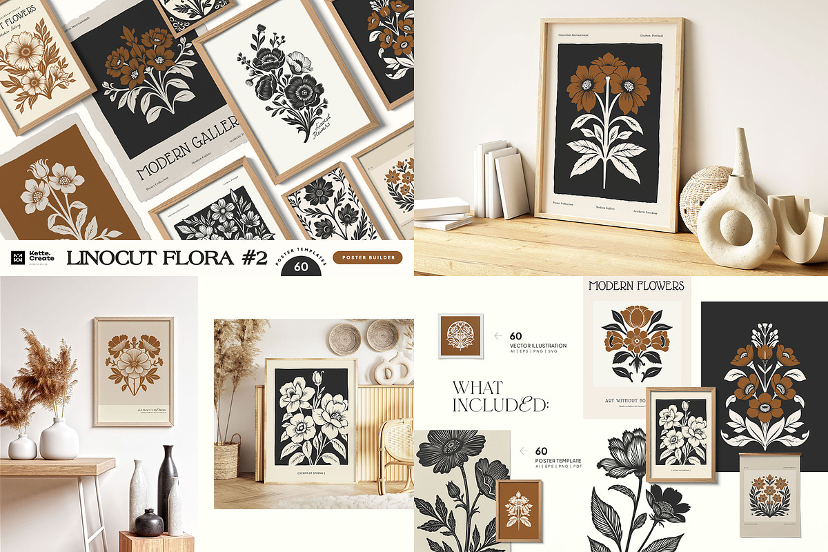 Linocut Poster Bundle | 11 in 01, an Object Graphic by KetteCreate (Photo 3 of 12)