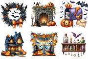 Watercolor Halloween Home Clipart, an Illustration by DreamArtGraphic (Thumbnail 2 of 4)