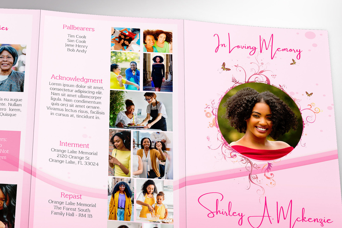 Pink Princess Tabloid Trifold Funeral preview 5