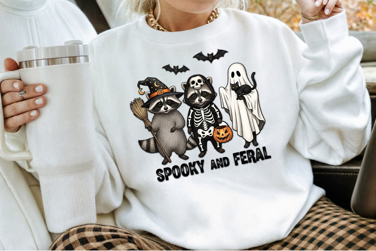 Creepy Cute Raccoon Ghost Png, an Illustration by Sublimation Artist (Photo 3 of 9)