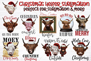 Christmas Heifer Sublimation Bundle, a Seasonal Illustration by RossiGalleria (Thumbnail 1 of 11)