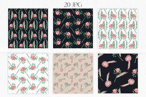 Watercolor Protea Boho Patterns