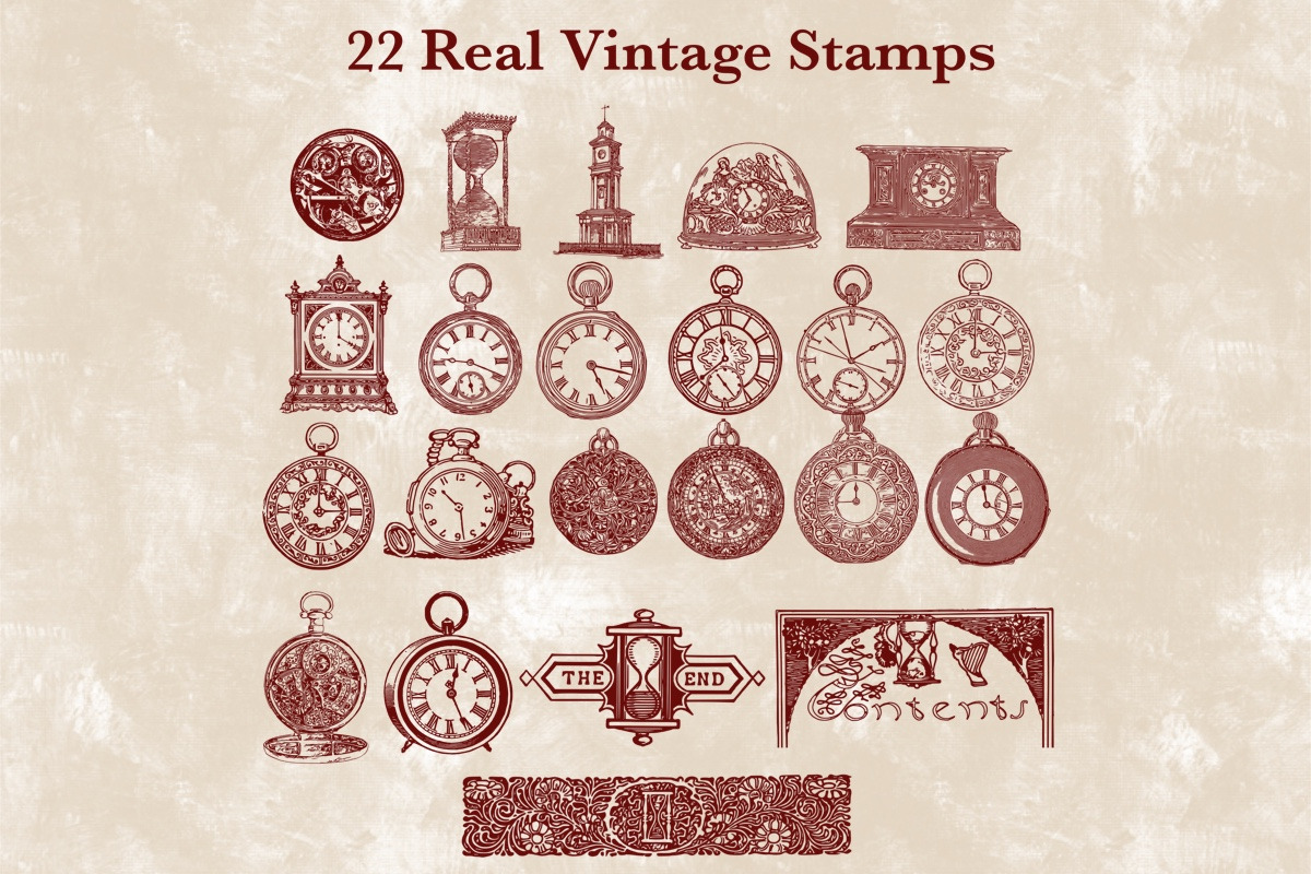 Vintage Clock & Watch Procreate, a Brushes & More by Luna Y Mar (Photo 2 of 6)