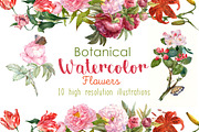 Watercolor botanical flowers, a Decorative Illustration by ivanushka-art (Thumbnail 1 of 5)