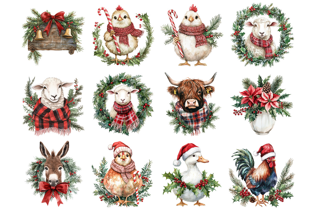 Christmas Farm Clipart, a Seasonal Illustration by CitraGraphics (Photo 2 of 5)