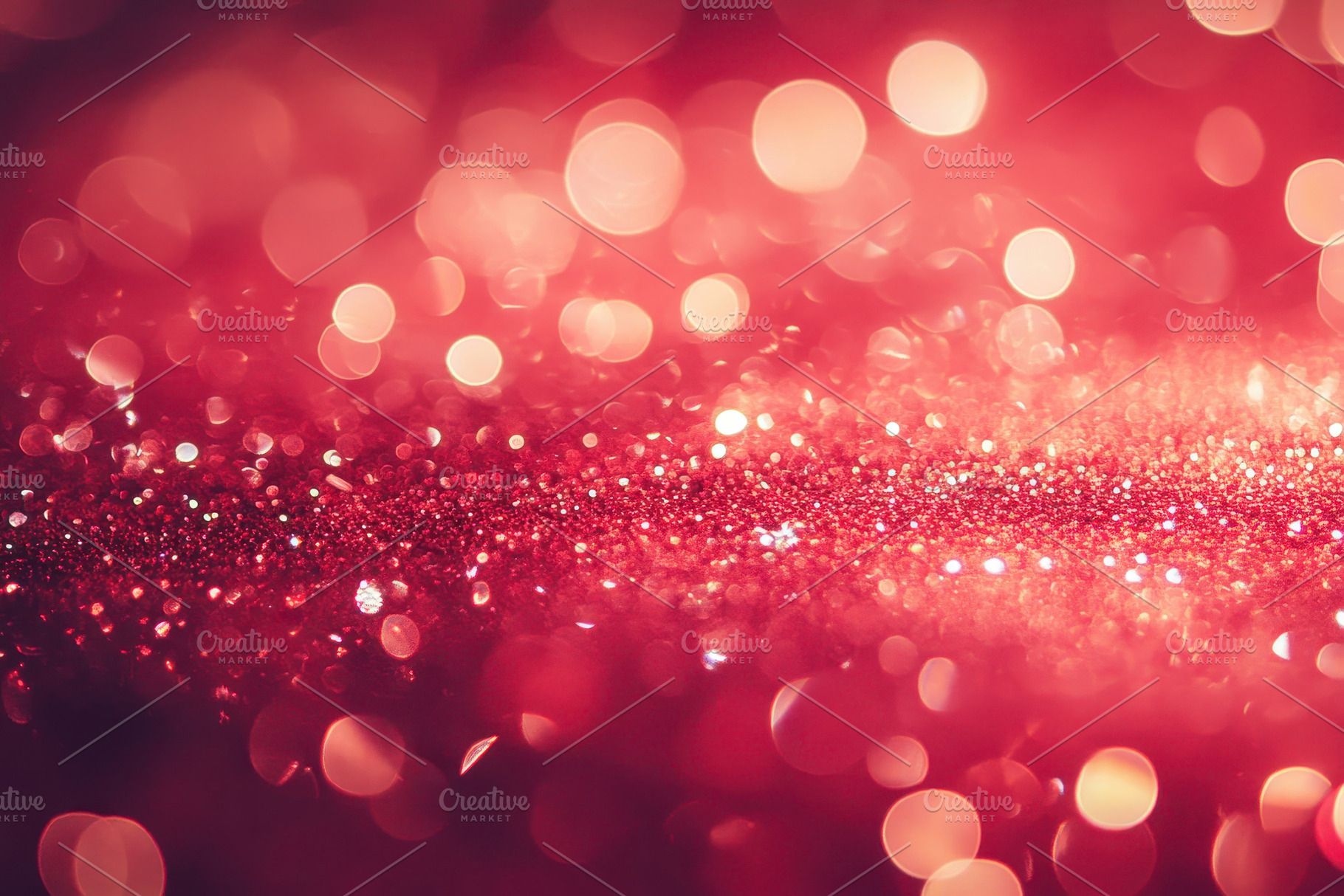 Shimmering red bokeh lights creating, a Photo by Tanuart