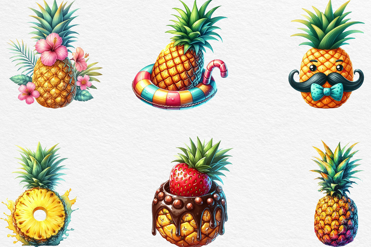 Pineapple Watercolor Clipart, an Illustration by Black Bird Studio (Photo 4 of 6)