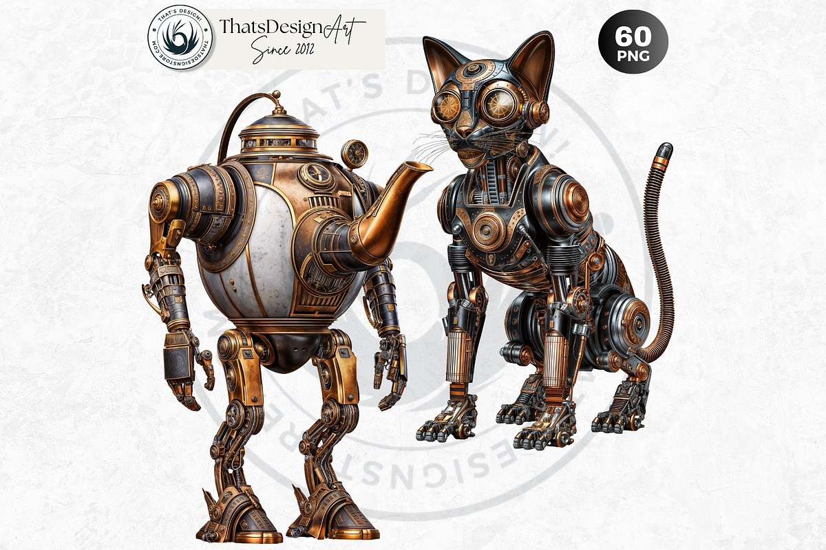 Steampunk Robots Cliparts, a Decorative Illustration by ThatsDesignArt (Photo 13 of 13)