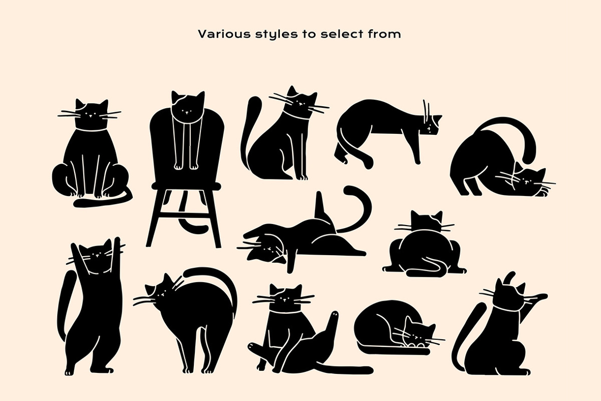 Simple Cats Linocut Clipart, an Illustration by ClayStudio (Photo 3 of 7)