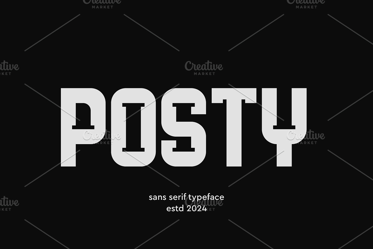 Posty Creative Sans Serif Typeface, a Sans Serif Font by Artiveko (Photo 1 of 6)