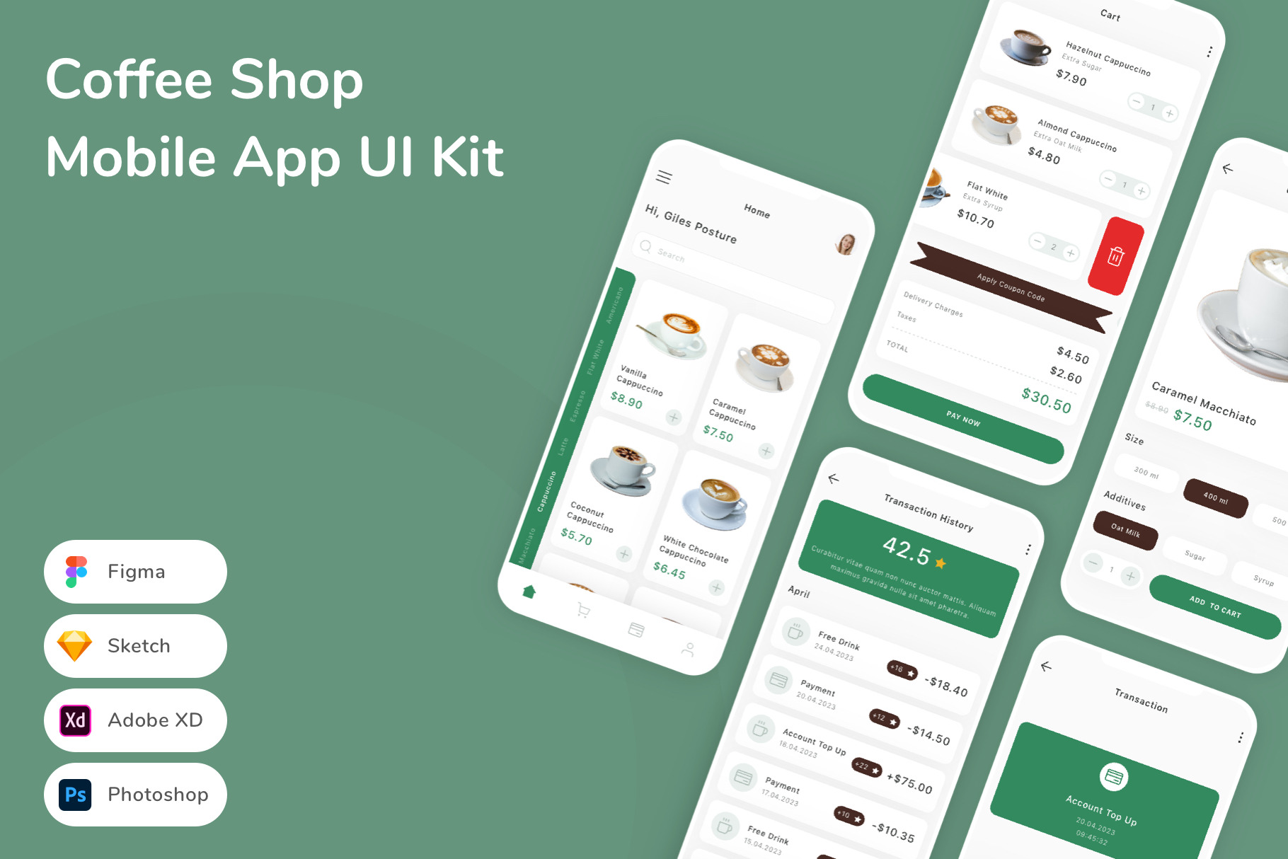 Coffee Shop Mobile App UI Kit, an UI Kit Template by Betush