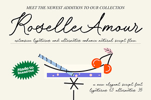 Roselle Amour New Elegant Script, a Script Font by Letterena Studios Script