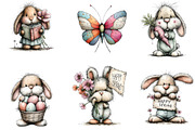 Vintage easter spring bunny clipart, an Illustration by CreationArt (Thumbnail 5 of 7)