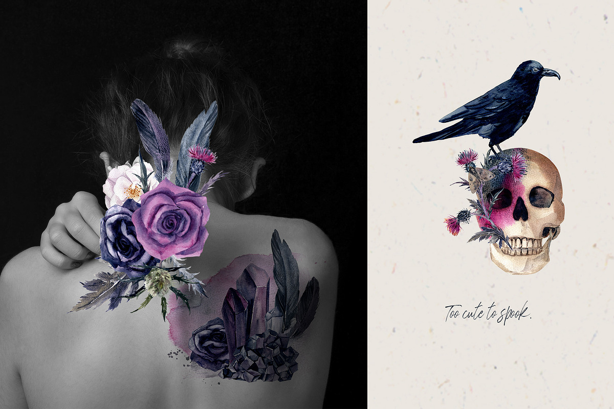 Gothic Halloween Watercolor Set, a Decorative Illustration by Elena Dorosh (Photo 12 of 19)