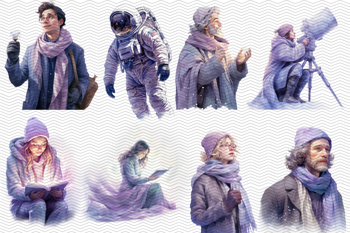 Pastel Snowy Astronomer Clipart, an Illustration by Digital Xpress (Photo 6 of 9)