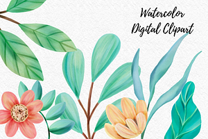 Morning Floral Elements Clipart