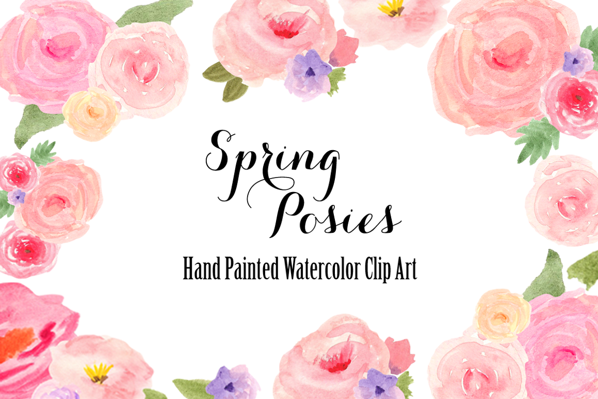 Watercolor Spring Flowers Clip Art, an Illustration by Emerald & Ivy Studios (Photo 1 of 4)