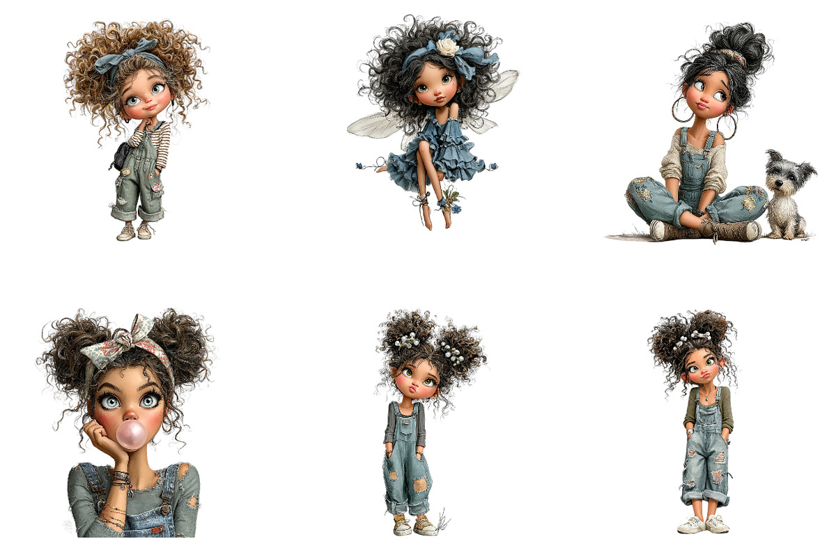 Cute Quirky Girl Clipart, a Seasonal Illustration by CreationArt (Photo 2 of 5)