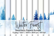 Watercolor Winter Forest, an Illustration by Mashimara (Thumbnail 2 of 6)