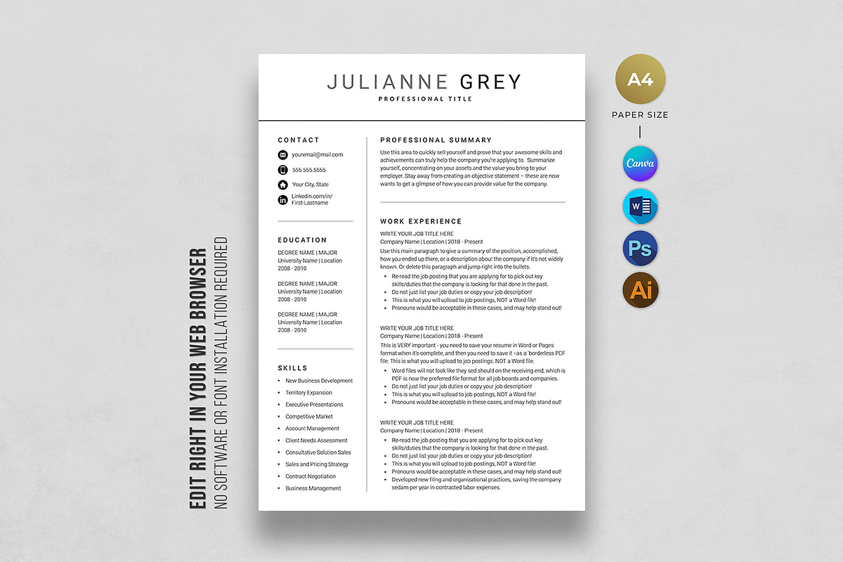 Canva Resume Template, a Resume Template by DesignDevisers (Photo 1 of 9)