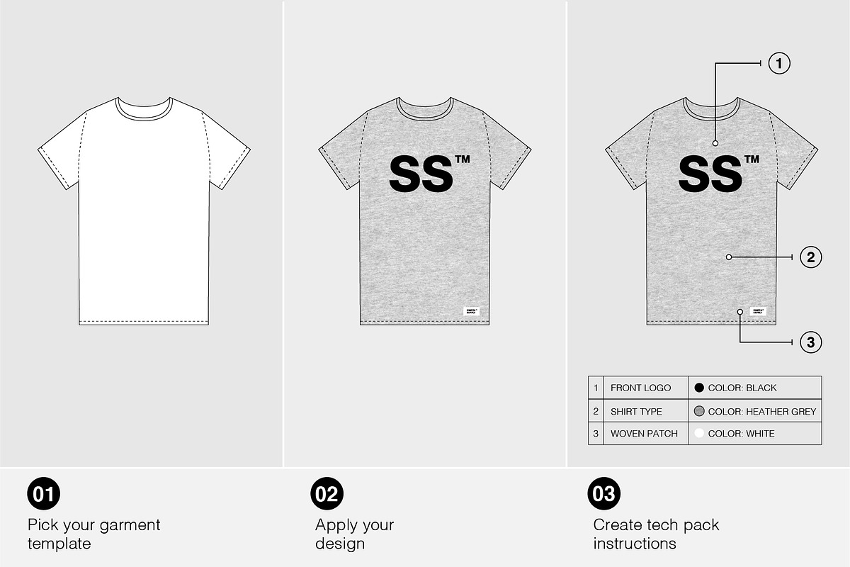 T-Shirt Tech Pack Kit Template, a Shirt Mockup by Swatch Supply (Photo 4 of 7)