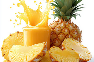 Refreshing Pineapple Juice Splash Sl, a Food & Drink Photo by Pixeness Studio