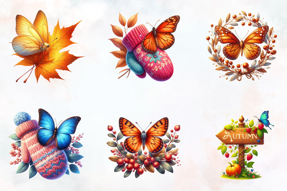 Fall Butterfly Garden Clipart, an Illustration by RobertsArt (Photo 2 of 7)