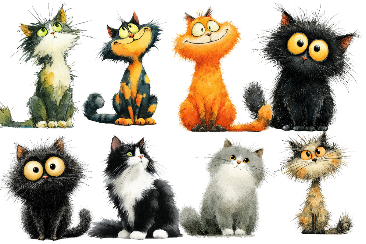 Quirky Cats Clipart, an Illustration by Designworld (Photo 2 of 6)