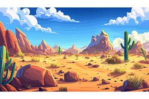 Desert Cartoon Background Game Level