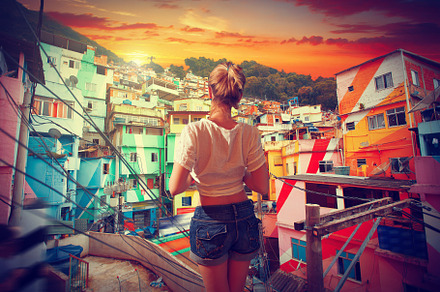 Brazilian woman standing in the favela, a Photo by Pictures for you!!!!!!!!!
