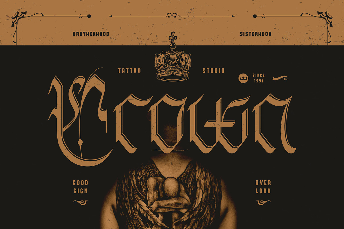 Djokovic Calligraphic Typeface, a Blackletter Font by infernostudio3 (Photo 4 of 11)