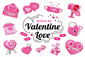 Valentine Love 3D Icon, an Environmental 3D Model by Lumina_ui_ux202