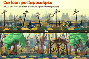 Cartoon postapocalipse parallax set