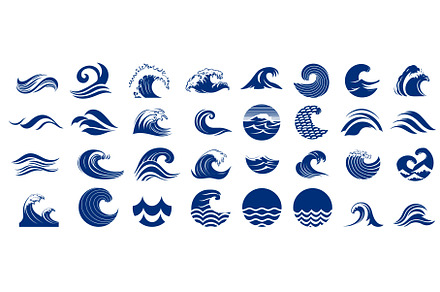 Wave logotypes. Water splashes logo, an Illustration by Stock-Smart-Start