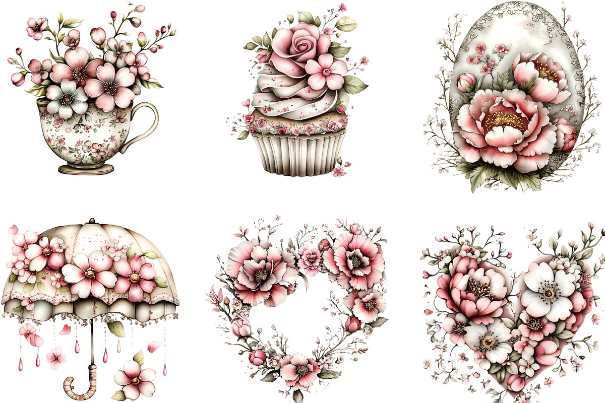 Watercolor Pink Spring Clipart, an Illustration by Designking (Photo 5 of 5)