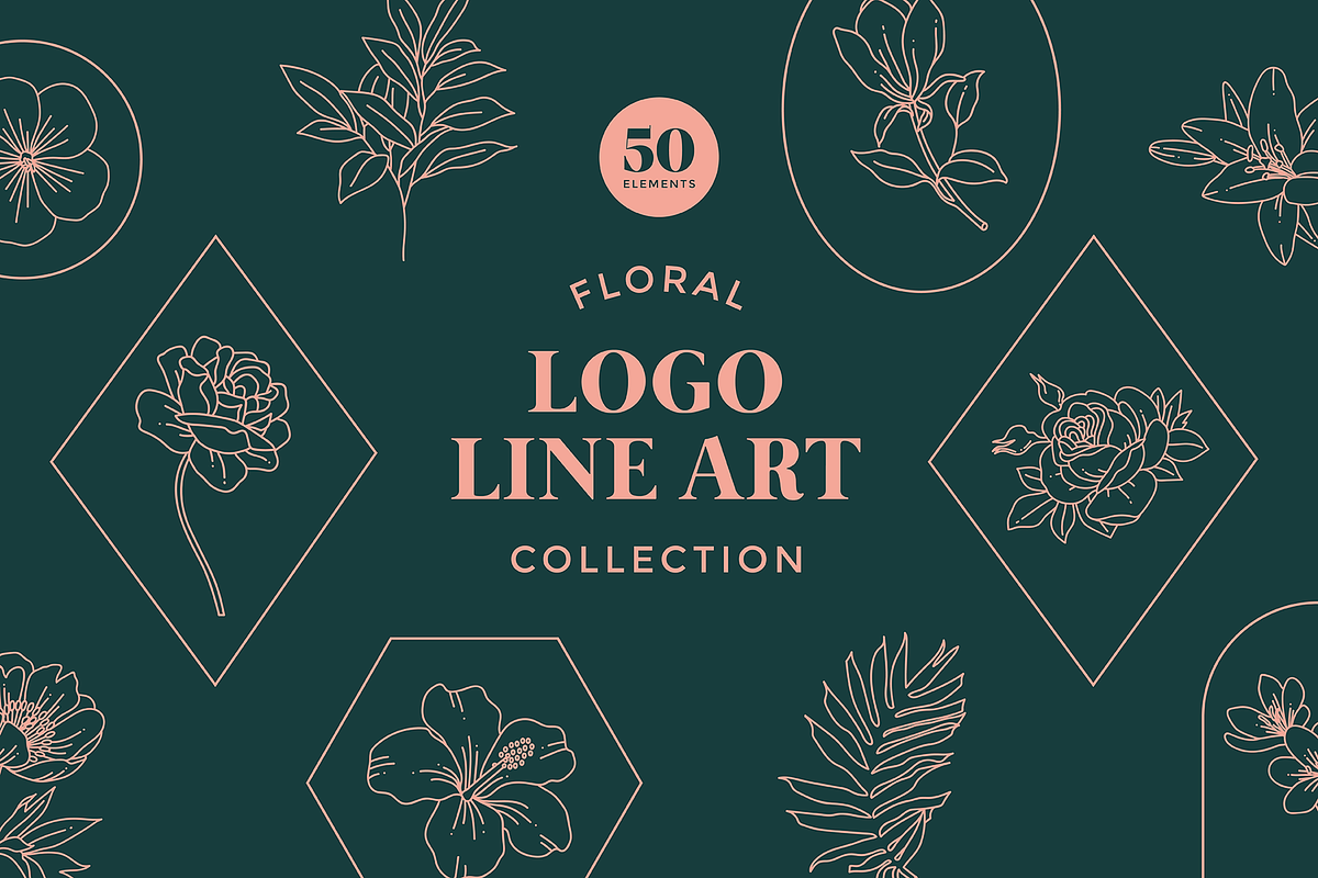 Floral Logo Line Art Set, an Illustration by Rough Edges Supply Co. (Photo 1 of 11)