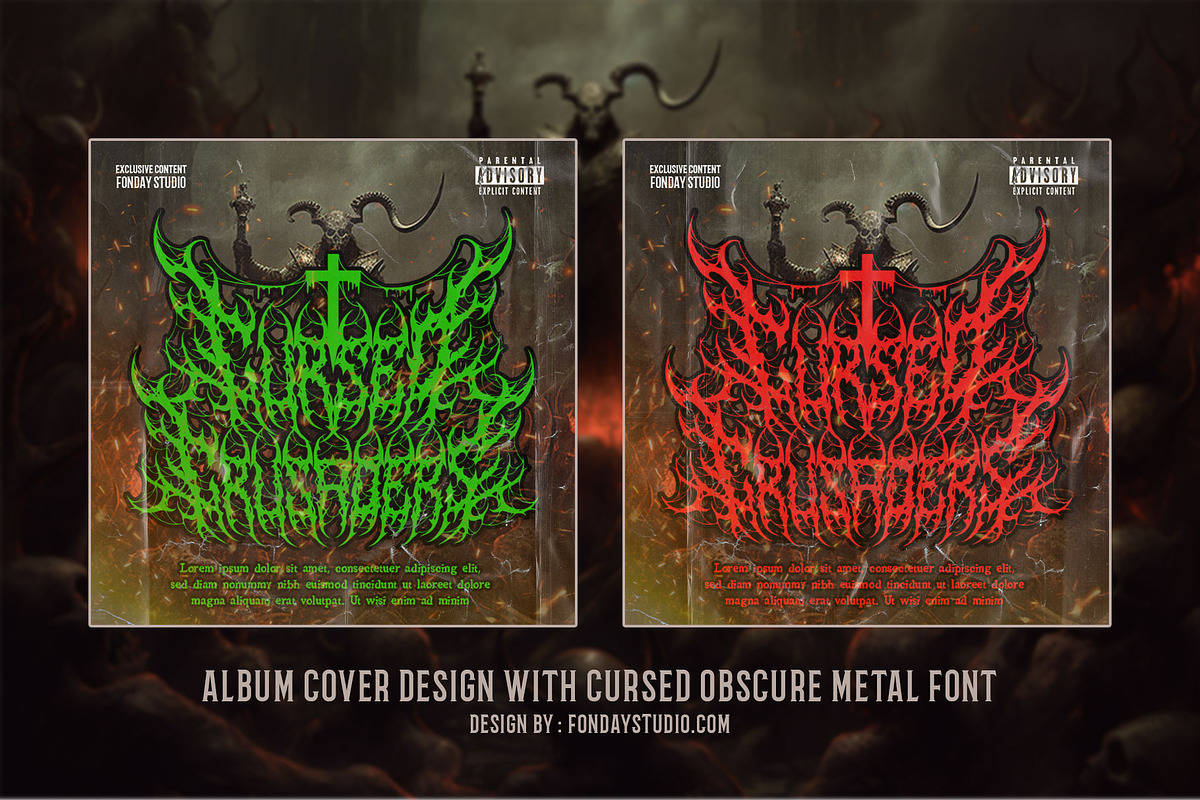 Cursed Obscure Death Metal Font, a Blackletter Font by Fonday Studio (Photo 10 of 19)