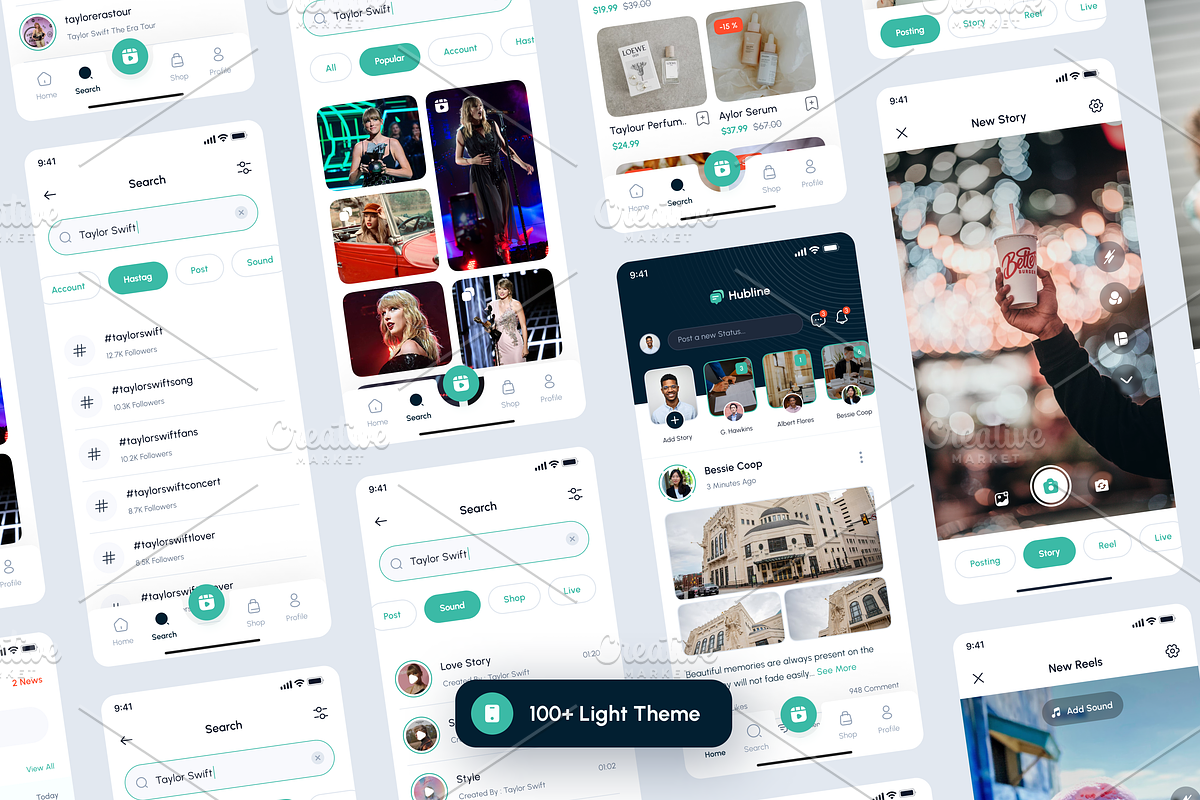 Hubline - Social Network Mobile App, an UI Kit Template by Unpixel Design (Photo 2 of 5)