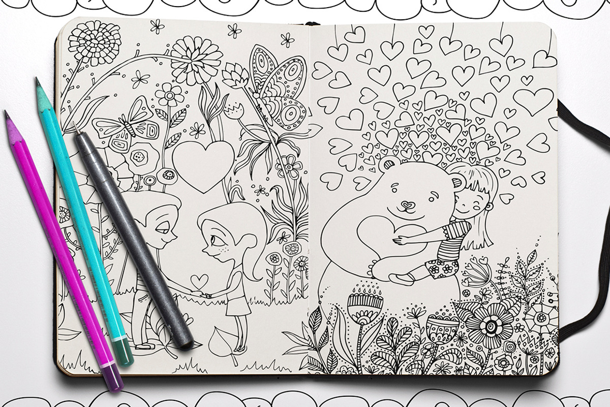 Love love love coloring book*, an Illustration by MiraBell (Photo 4 of 4)