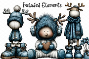 Whimsical Christmas Icy Blue Reindee, an Illustration by cherrydesign (Thumbnail 2 of 4)
