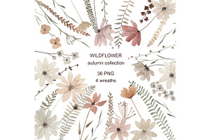 Autumn Wildflower Collection, an Illustration by Natikka Art