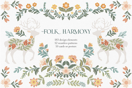 Folk Harmony, a Decorative Illustration by Jenny Quince