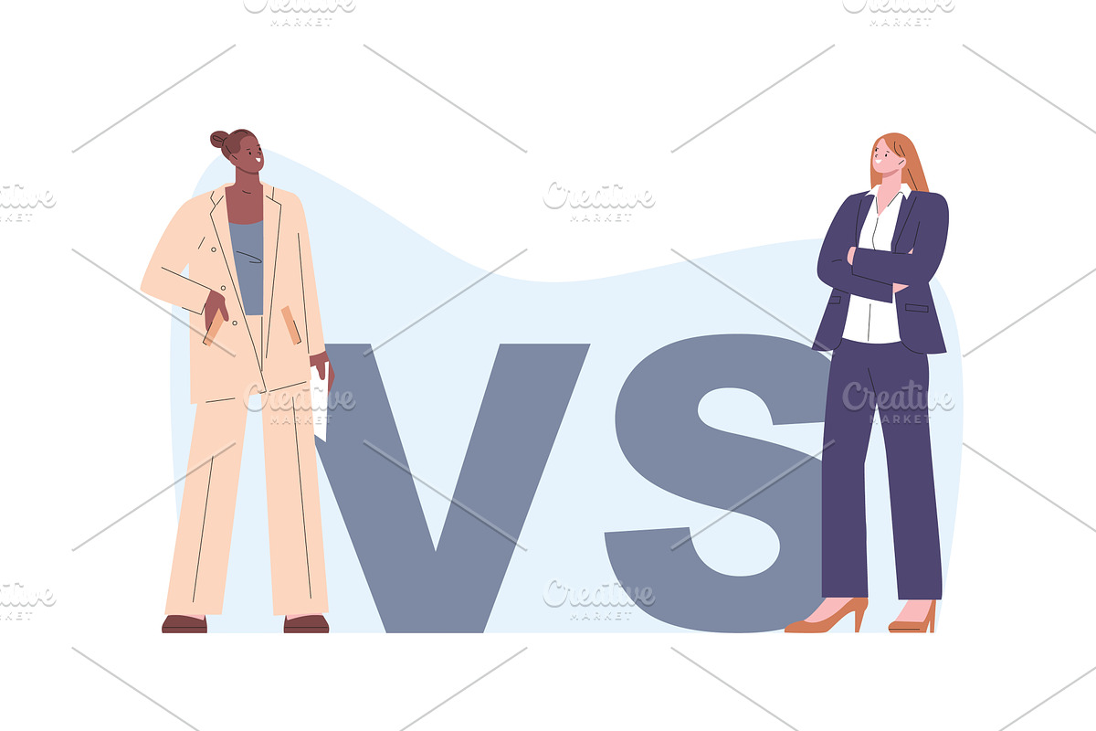 Business rivals. Female vs each, a Finance Illustration by Valerie Bodnar