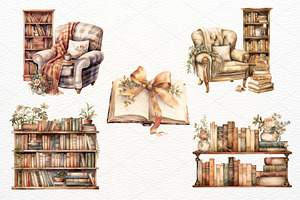 Book Lover Watercolor Clipart Bundle