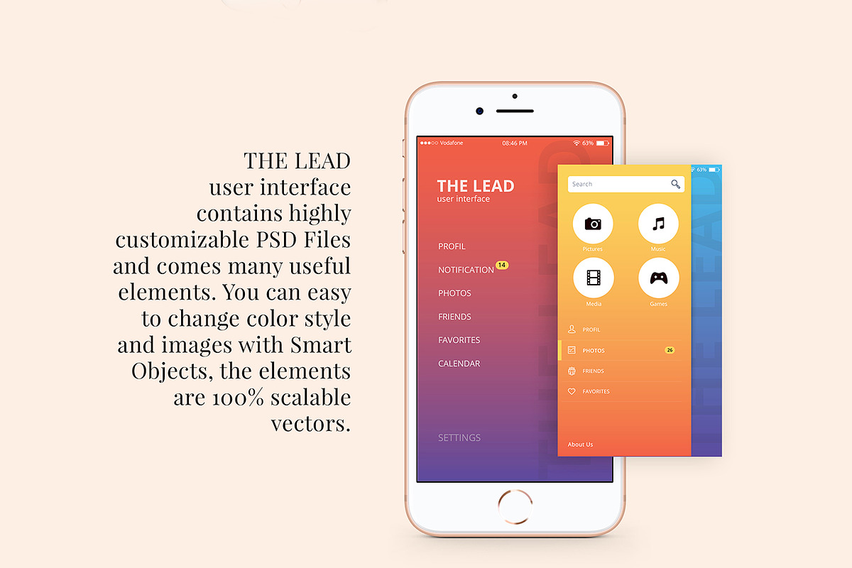 THE LEAD User Interface, an iPhone Mockup by Sladedesign (Photo 5 of 8)