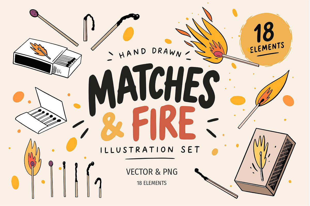 Matches & Fire Illustrations, an Object Illustration by Oktyabr (Photo 1 of 6)
