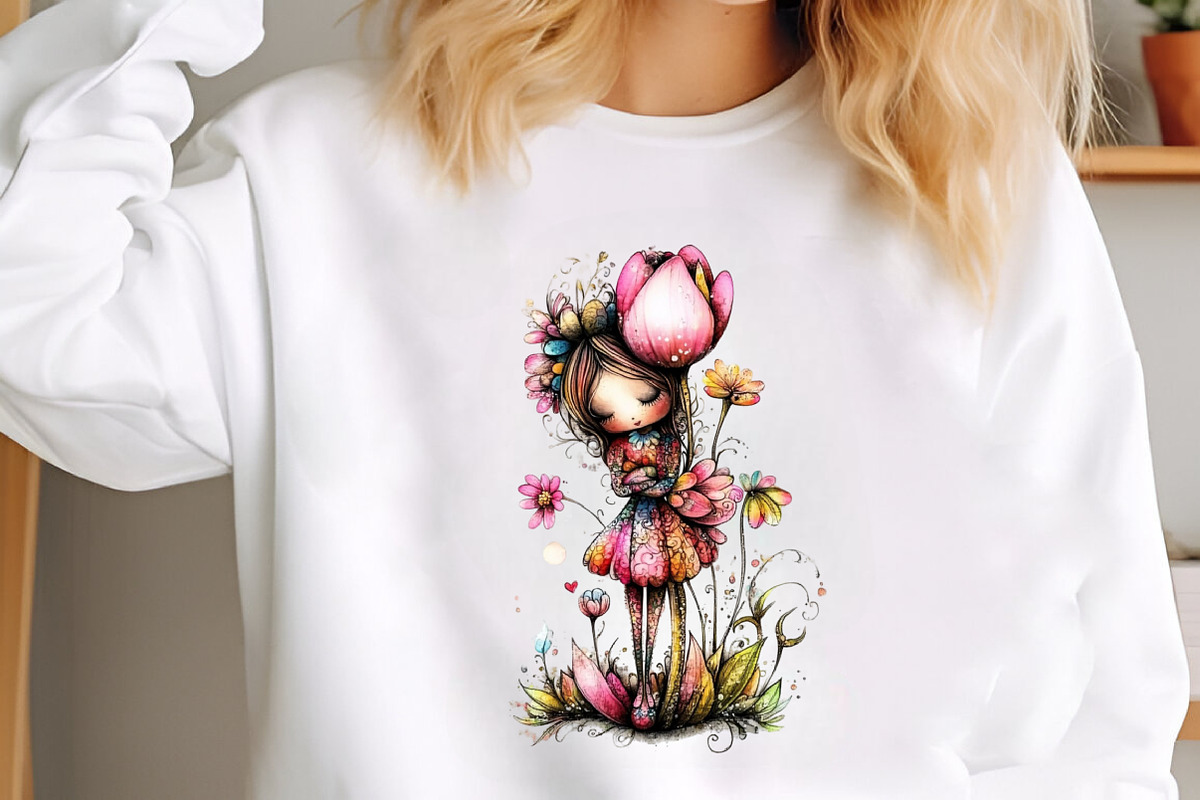 Whimsical Girl and Flower Spring Cli, an Illustration by designcity5 (Photo 4 of 5)