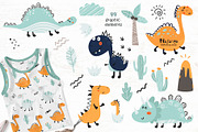 Cute Dinosaur Collection, a Wallpaper Graphic by Nafanya (Thumbnail 2 of 10)